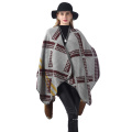 Damen Poncho Cape Schal mit offenem Vintage-Muster